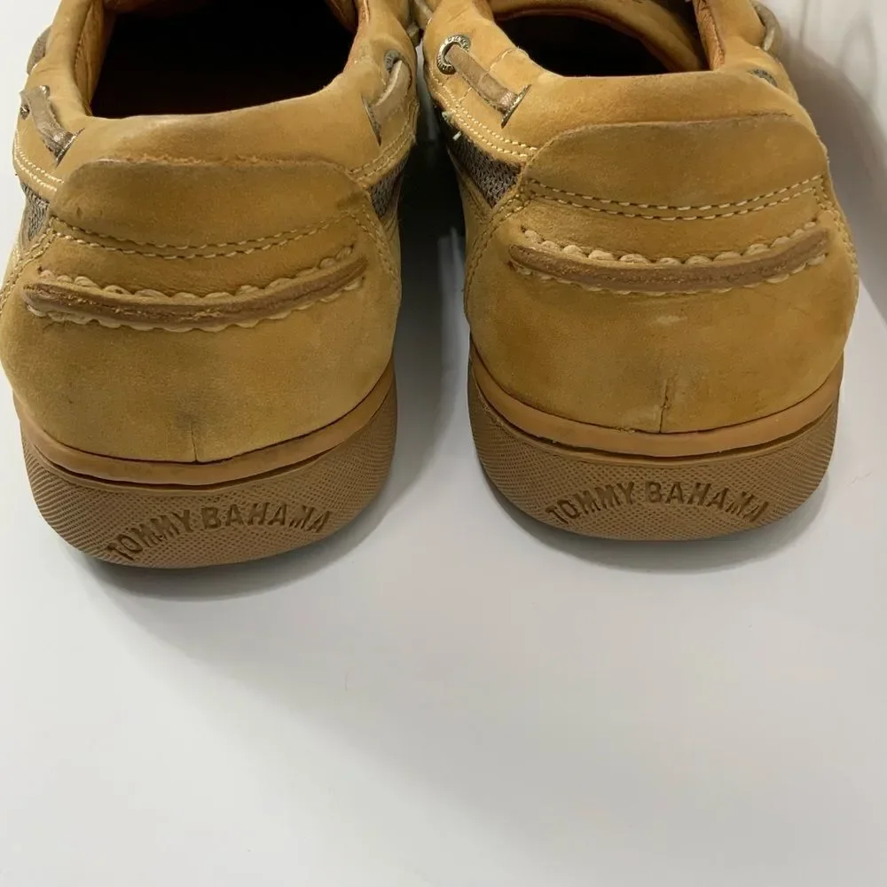 TOMMY BAHAMA tan Leather boat shoes